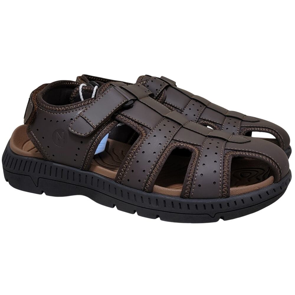 Nunn Bush Men Laguna Closed Toe Fisherman Sandals Size US 8M Brown Faux Leather